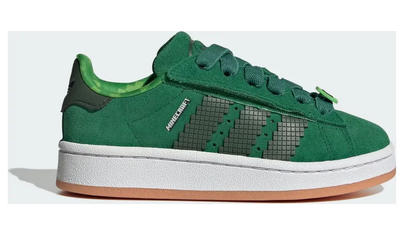 Adidas Campus 00s Comfort Closure Elastic Lace X Minecraft Kids Green / Core Black / Gum (JS3788)