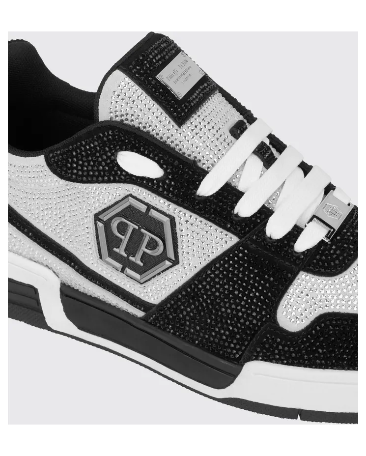 Philipp plein P-Force Leather Sneakers with Monogram and Crystals White (UAFSUSC1089PLE010N0102) (3)