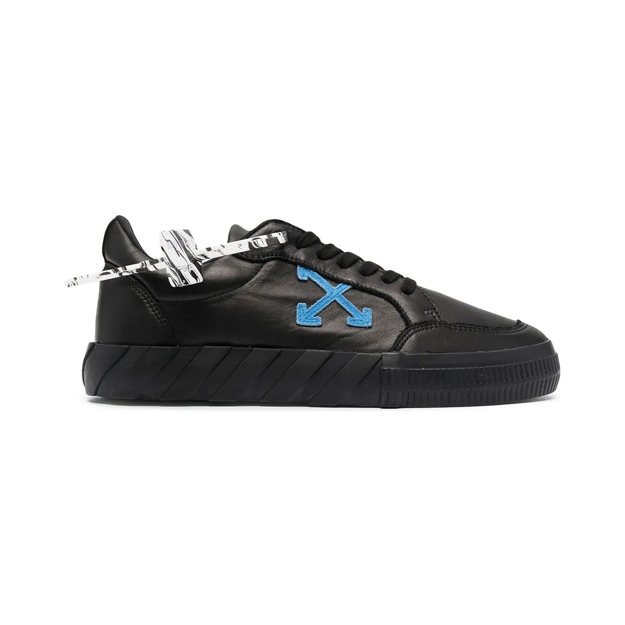 OFF-WHITE Vulc Low Black/Blue Leather SS21 (OMIA085R21LEA0011045)