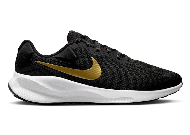 Nike Revolution 7 Black White Metallic Gold (FZ6829-002)