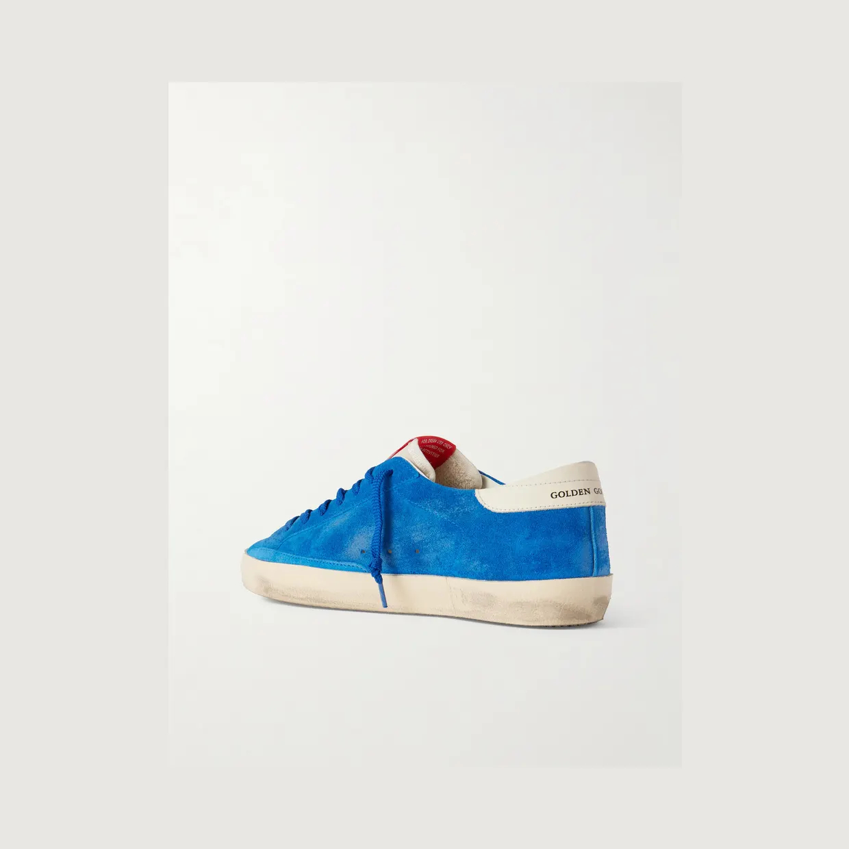 Golden Goose Super-Star Distressed Leather-Trimmed Suede Sneakers Blue (GMF00101.F008116) (4)