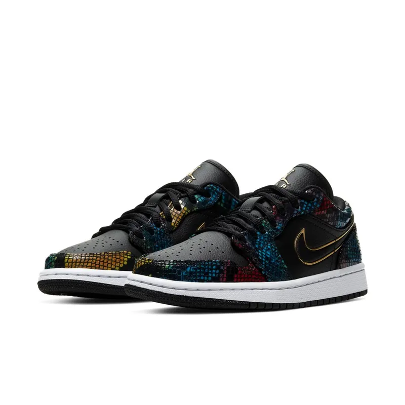 Jordan 1 Low Multicolor Snakeskin (W) (2020) Black/Metallic Gold (CW5580-001)