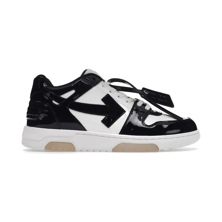 OFF-WHITE Out Of Office OOO Low Tops Patent Black White (OMIA189S22LEA0020110)