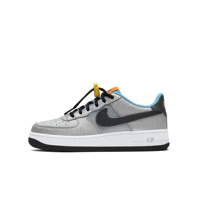 Nike Air Force 1 Low Sky Pack (GS) Metallic Silver/Hyper Crimson-Speed Yellow-Black (CW6011-001)