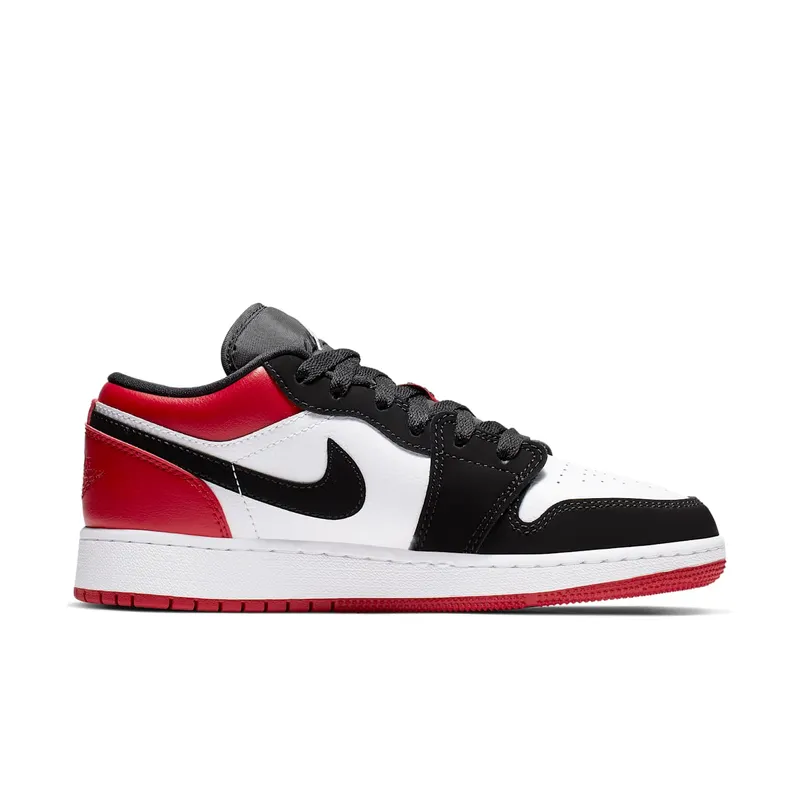 Jordan 1 Low Black Toe (GS) White/Black-Gym Red (553560-116)
