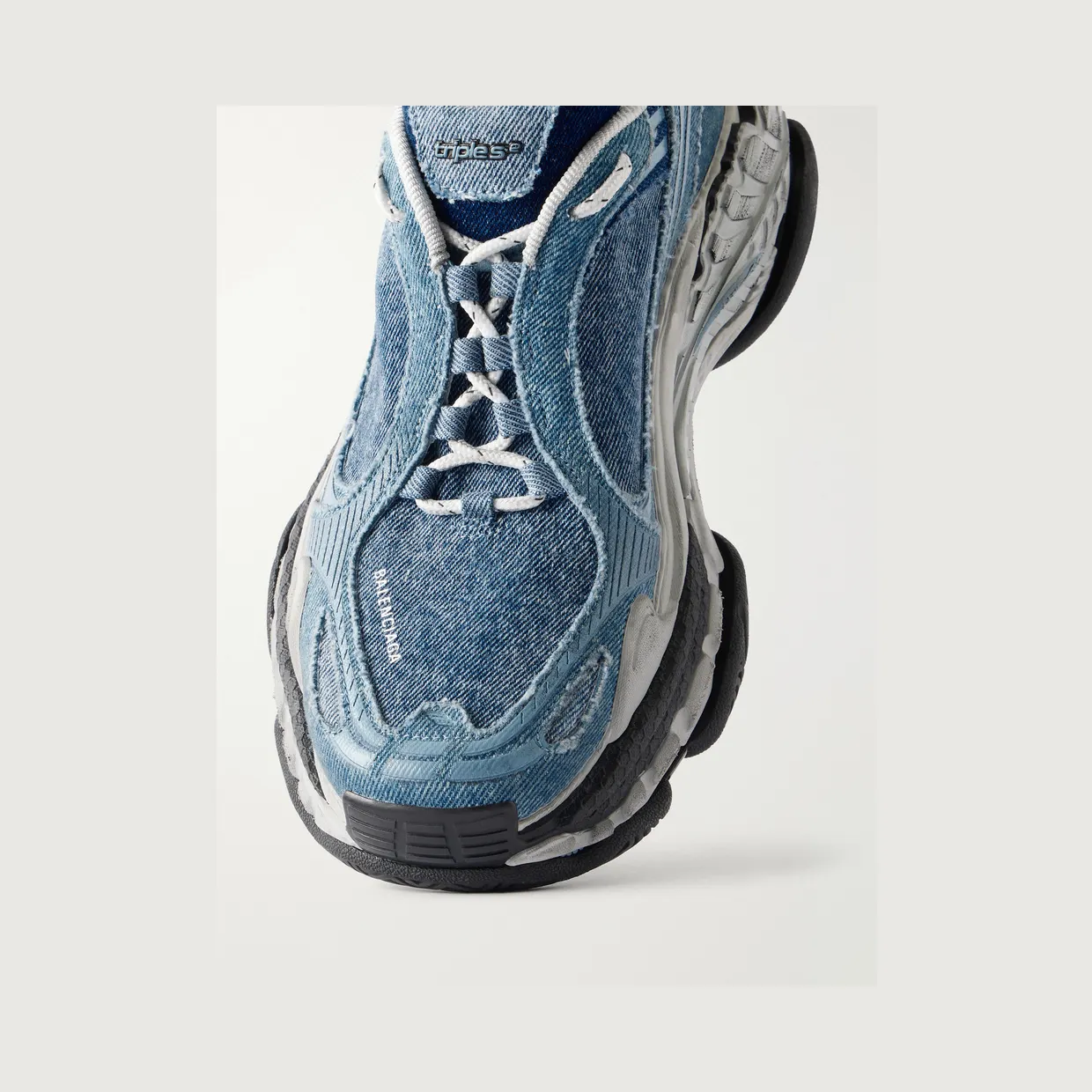 Balenciaga Triple S.2 Rubber-Trimmed Denim Sneakers Blue (865849WTSDN) (5)