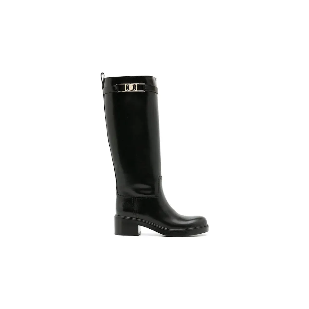 Ferragamo Gancini 55mm Knee Boots Black (01C904750681)