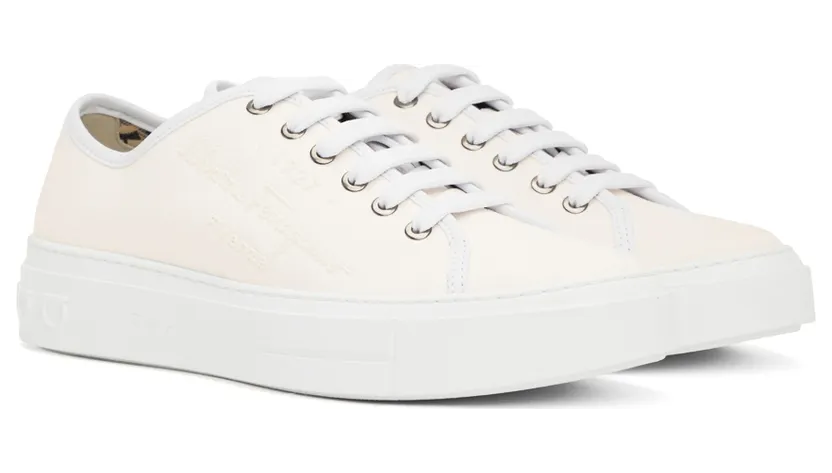 Salvatore Ferragamo White Recycled Cotton Sneakers (751193 020709002) (4)