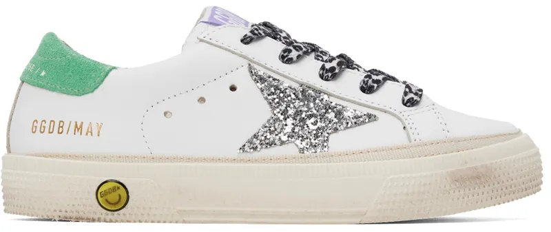Golden Goose Kids White & Silver Glittered May (GYF00112.F002812.10986)