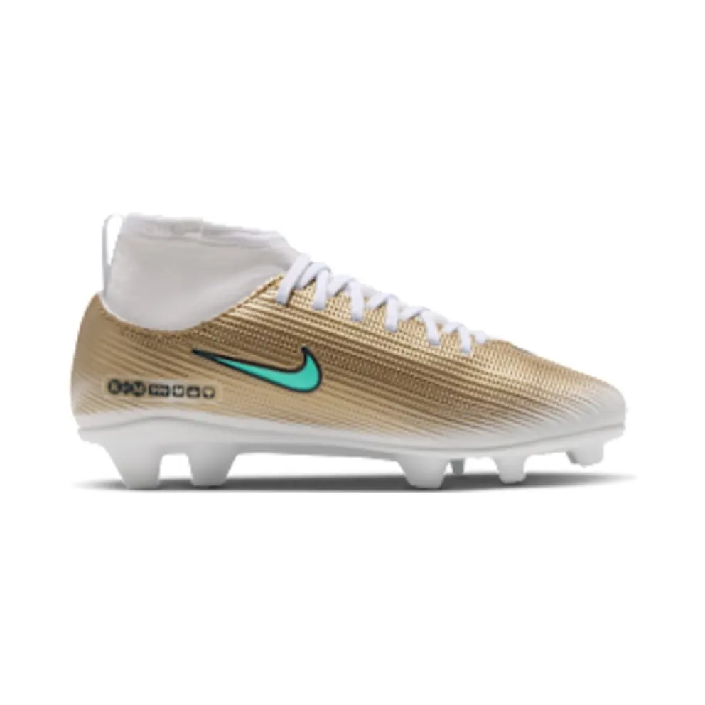Nike Jr Mercurial Superfly 11 Club ‘Kylian Mbappé’ ‘ Multi-Ground High-Top “Metallic Gold/Green Glow” (IU1794-701)