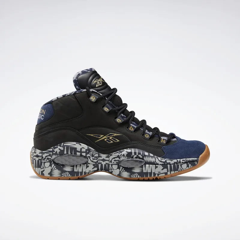 Reebok Question Mid Iverson Classic Black/Collegiate Navy-Solid Grey (Other Brands Reebok)