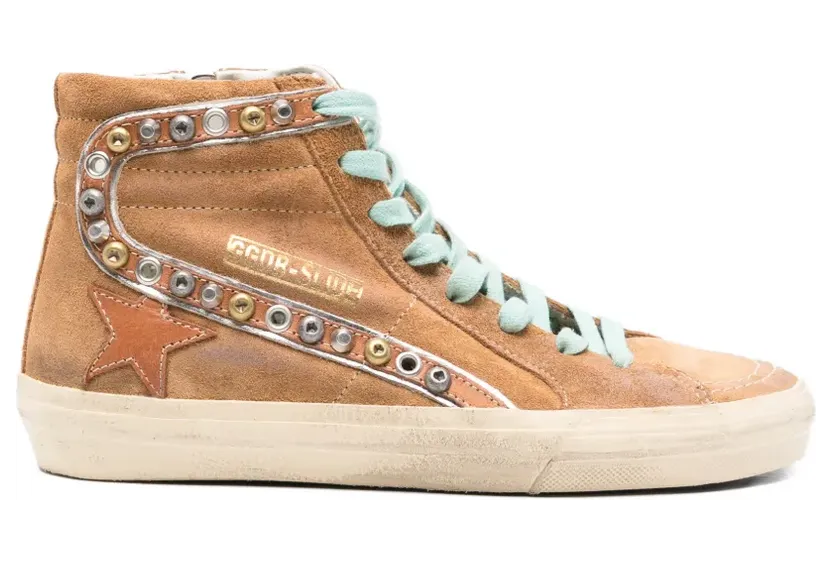 Golden Goose Slide met studs “Brown” (GWF00115F007235)