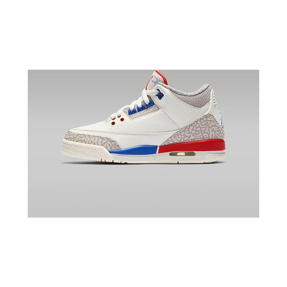 Jordan 3 Retro International Flight (GS) Sail/Sport Royal-Light Bone-Fire Red (398614-140)