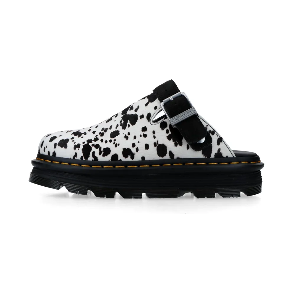Dr. Martens Zebzag Mule Cream / Black Dalmatian Print Hair On