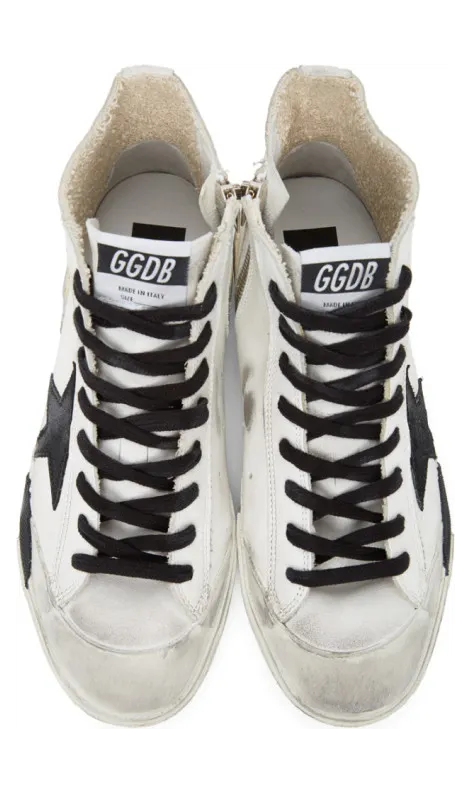 Golden Goose White and Black Francy Sneakers (G36MS591.C65) (4)
