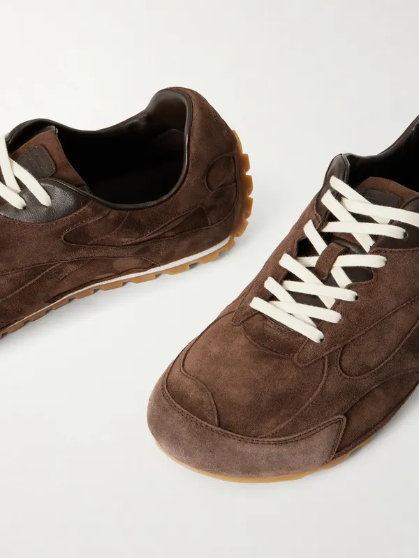Bottega Veneta Orbit Flash Leather-Trimmed Suede Sneakers Brown (867926V3MS0) (5)