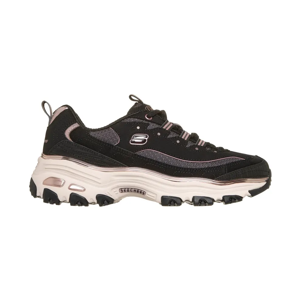 Skechers D’Lites – Chrome Wave Sneaker Schwarz/Roos Goud
