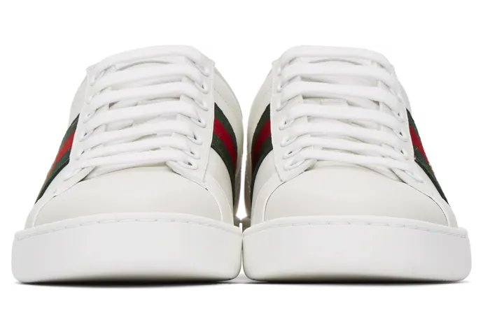Gucci White Embroidered Bee Ace Sneakers (431942 02JP0) (2)