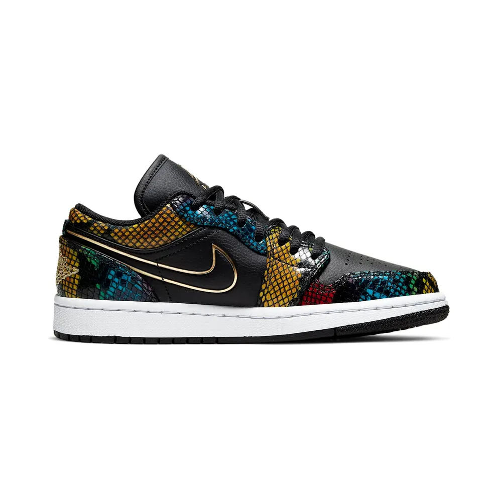 Jordan 1 Low Multicolor Snakeskin (W) (2020) Black/Metallic Gold (CW5580-001)