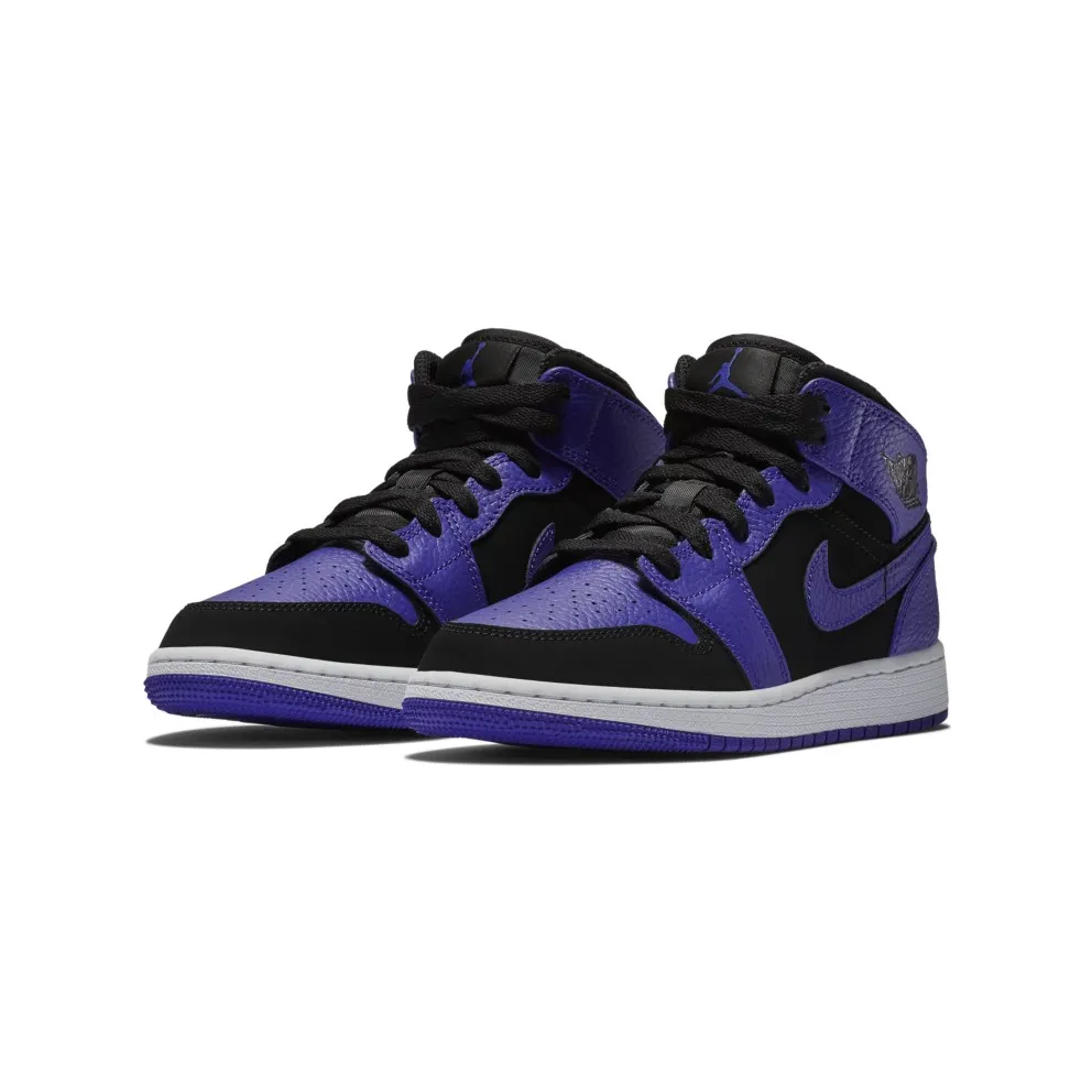 Jordan 1 Mid Black Dark Concord (GS) Black/Dark Concord-White (554725-051)