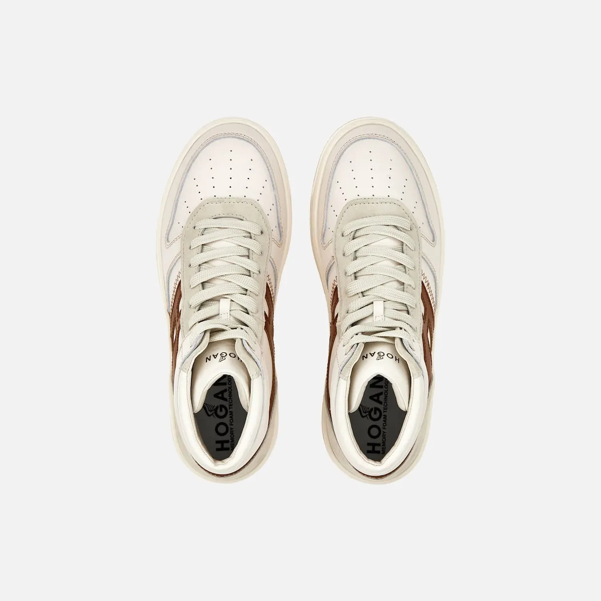 Sneakers Hogan H630 High Top White Ivory Brown (HXM6300EU40OEA641X) (3)