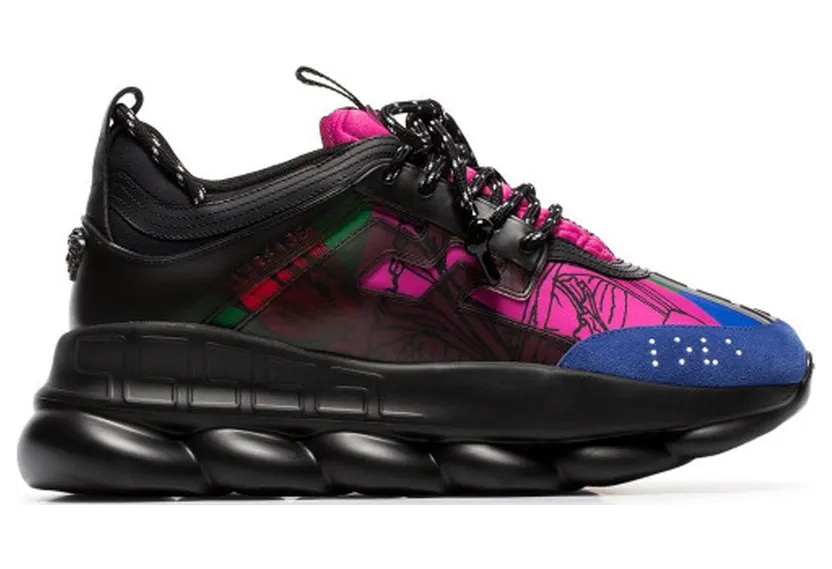 Versace Chain Reaction Black Multi-Color Rubber Suede