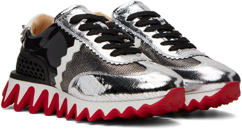 Christian Louboutin Black & Silver Loubishark Sneakers (3220815)