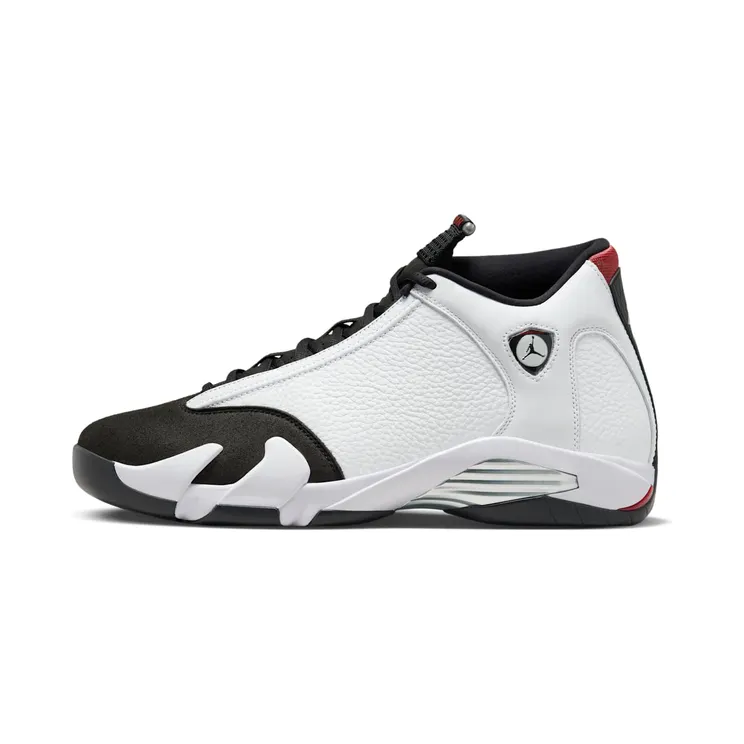 Air Jordan 14 Retro Black Toe “White / Black / Metallic Silver / Varsity Red” (487471-160)