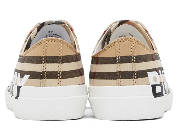 Burberry Logo Print Vintage Check Cotton Sneakers Archive Beige (W) (8024301) (4)