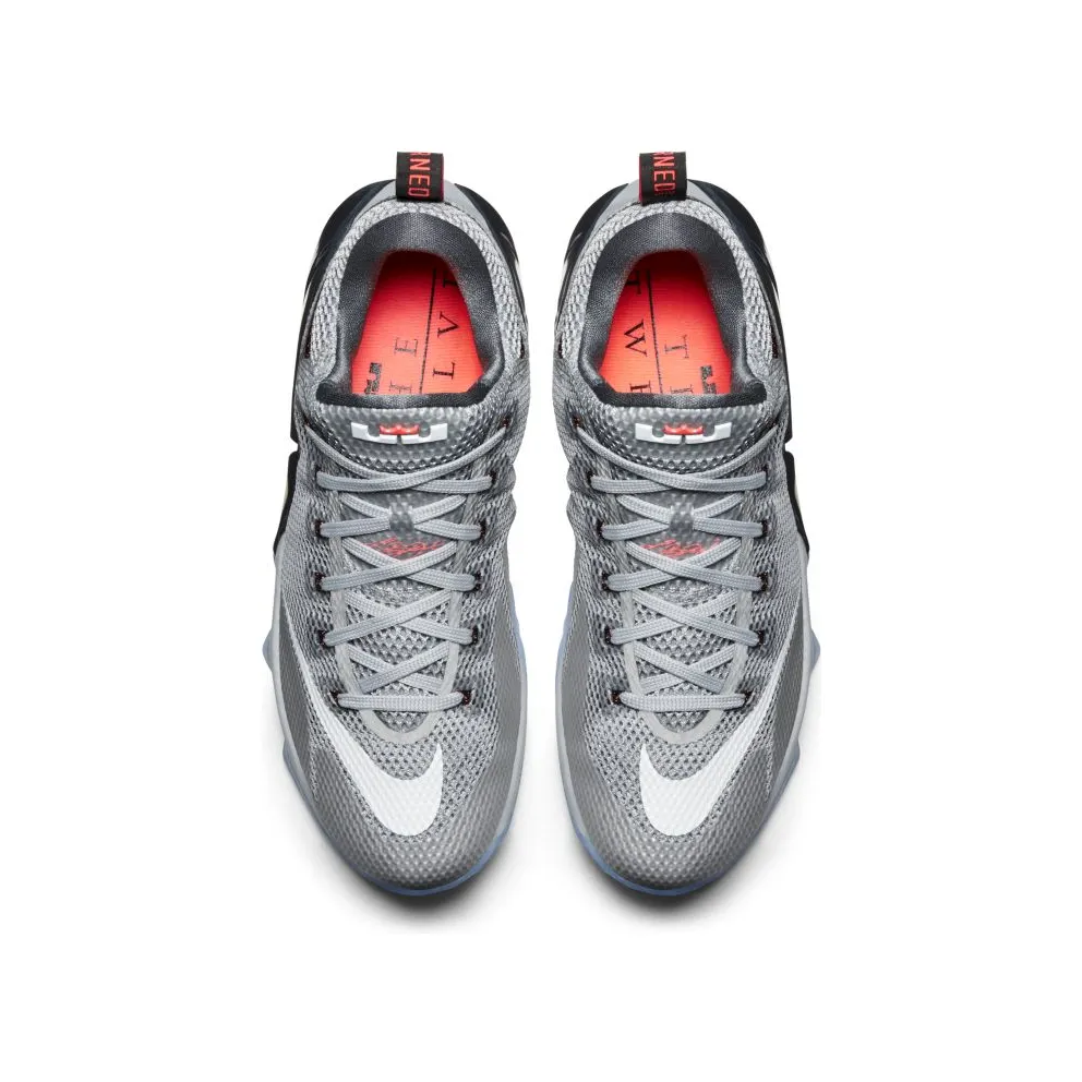 Nike LeBron 12 Low Earned Wolf Grey/White-Dark Grey-Hot Lava (724557-014)