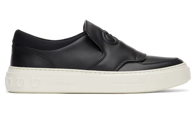 Salvatore Ferragamo Black Gancini Slip-On Sneakers (020242 004 – 741878)