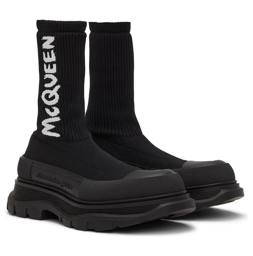 Alexander McQueen Beige Graffiti Knit Tread Slick Sneakers (705671W4TV1) (4)