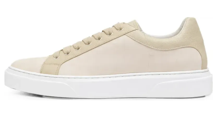 Pal Zileri Sneakers met leren afwerking en vlakken – Beige (64819)