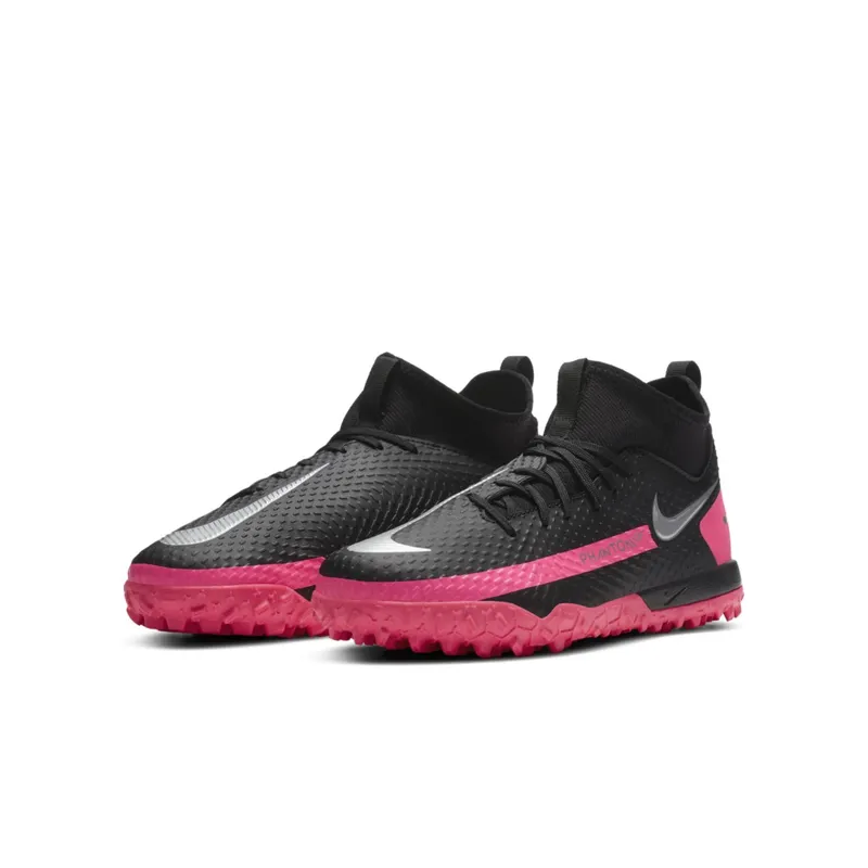 Nike Phantom GT Academy DF TF Black Pink Blast (Kids) Black/Pink Blast-Metallic Silver (CW6695-006)