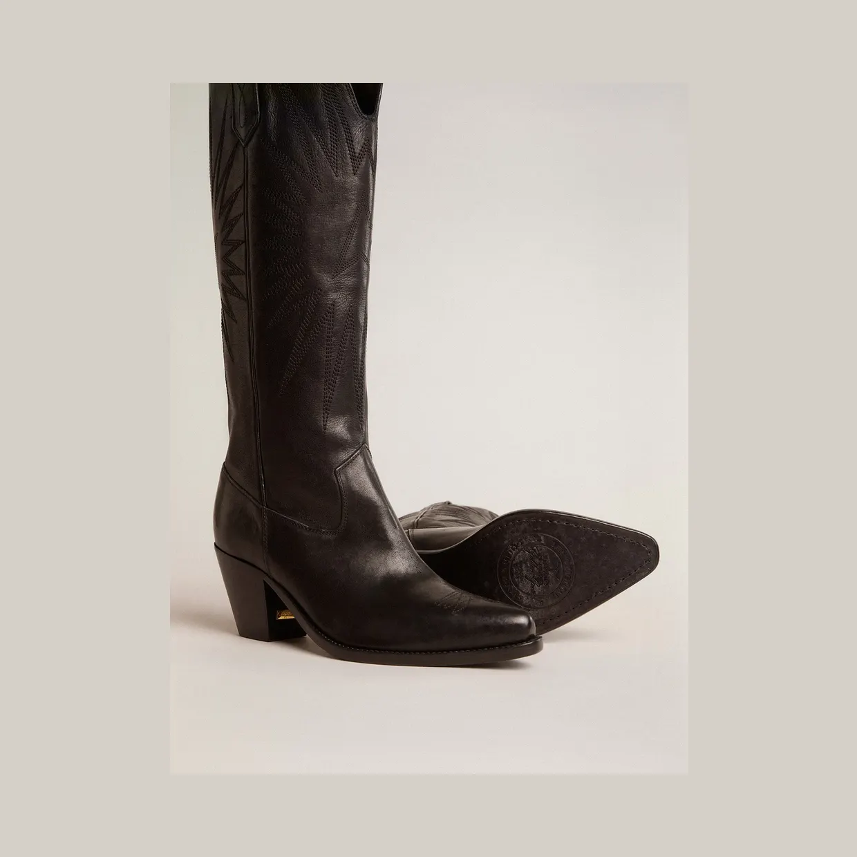 Golden Goose Wish Star Boots In Black Leather With Star Embroidery (GWF00779.F006289.90100) (4)