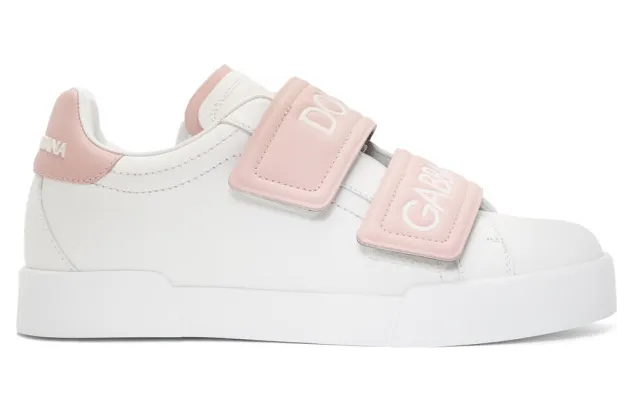 Dolce and Gabbana White and Pink Strap Sneakers (CK1601 AH361)