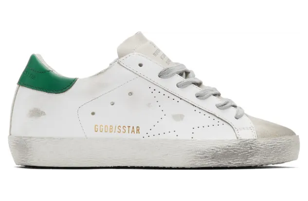Golden Goose White and Green Superstar Sneakers (GCOWS590.C1)