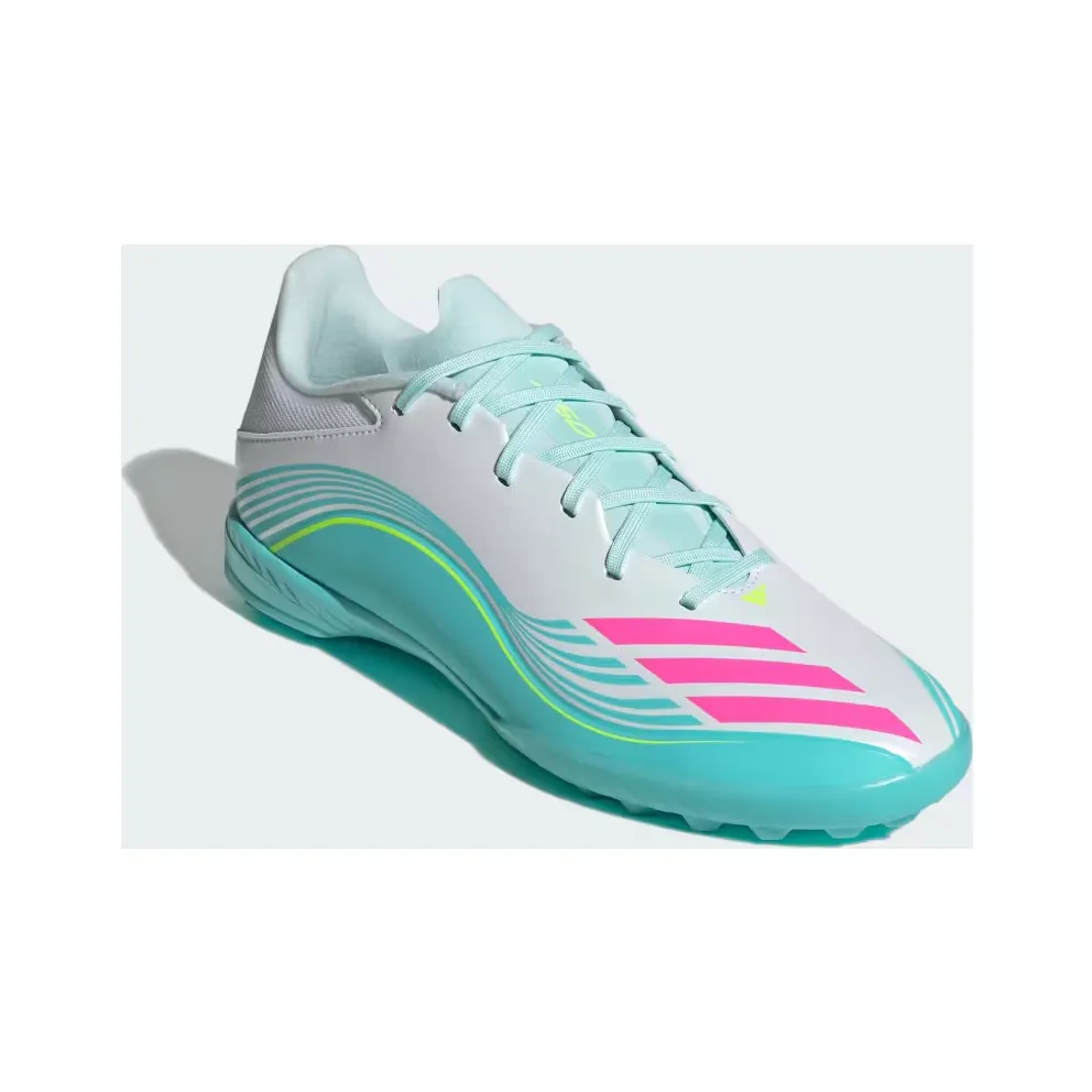 adidas F50 Messi League Turf Football “Cloud White / Lucid Pink / Flash Aqua” (JQ0937)