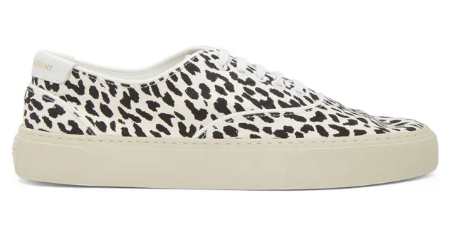 Saint Laurent White and Black Leopard Venice Sneakers (6034961YP10)