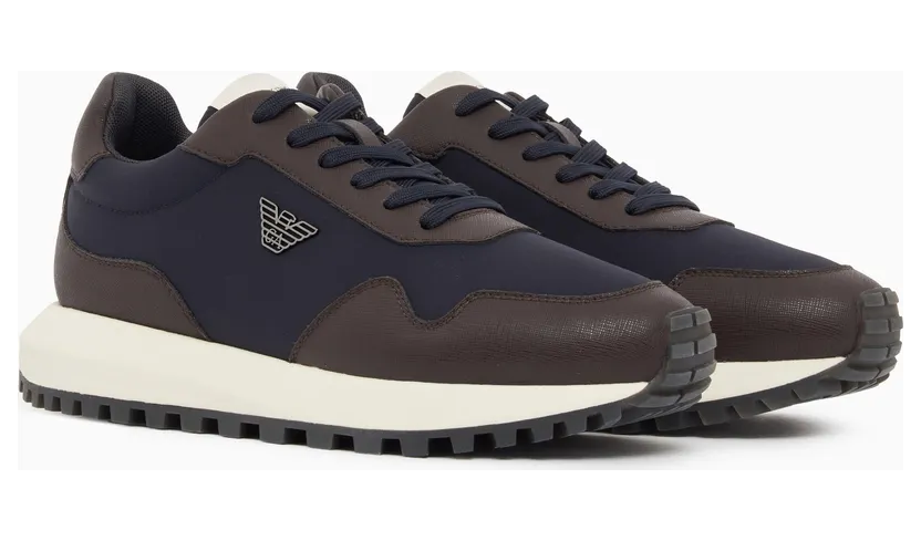 Armani Recycled Nylon Sneakers With Regenerated Saffiano Details (EM003738-AF19532-M6494) (2)