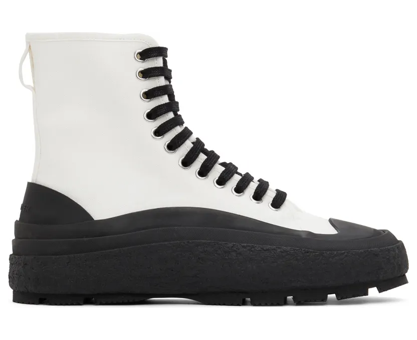 Jil Sander Off-White Canvas High-Top Sneakers (JI37522A_15600)