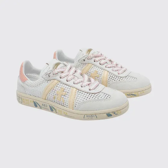 Premiata Bonnie Sneakers in Micro-Perforated Suede White (BONNIED8039)