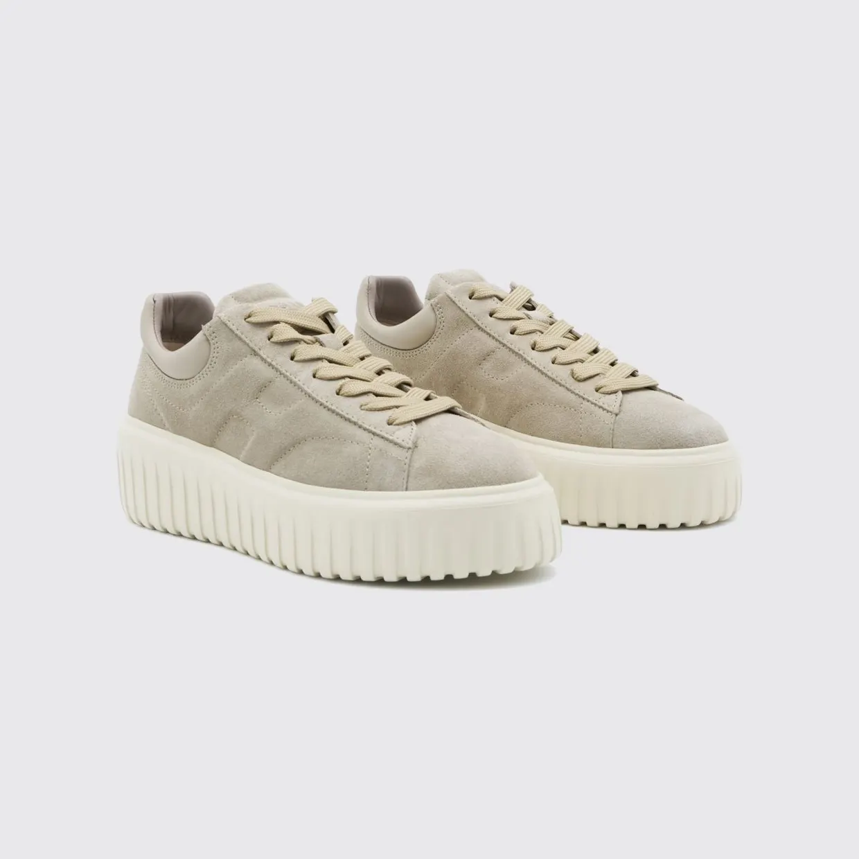 Hogan H-Stripes Suede Platform Sneakers Beige (HXW6450FC6TPJQC803)