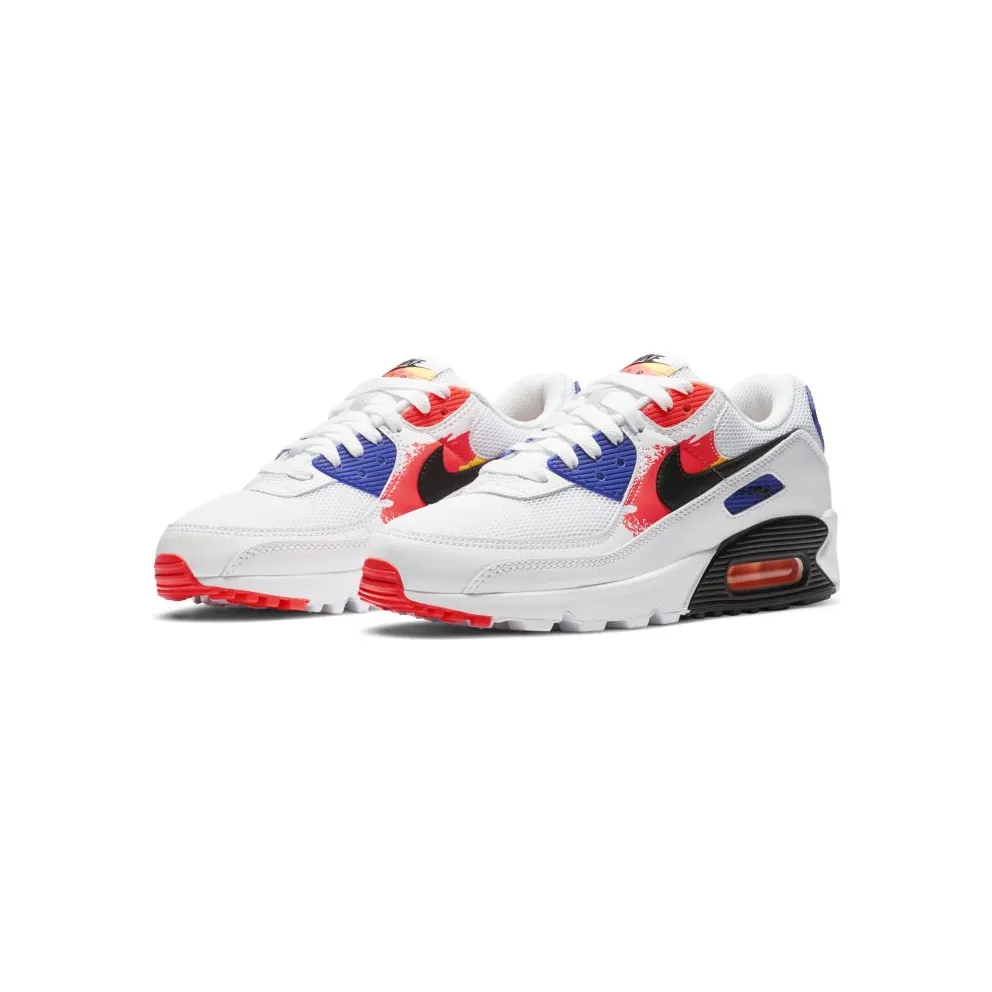Nike Air Max 90 Brushstroke Pack (W) White/Black-Hyper Royal-Bright Crimson (CZ7937-100)