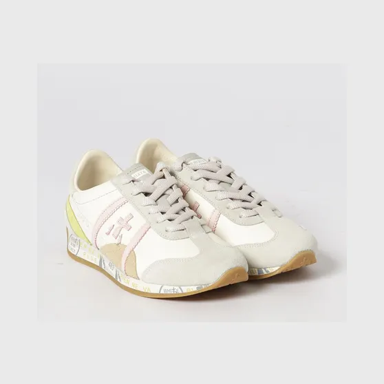 Premiata Jackyx Leather and Suede Bicolor Sneakers Natural (JACKYXD8230)