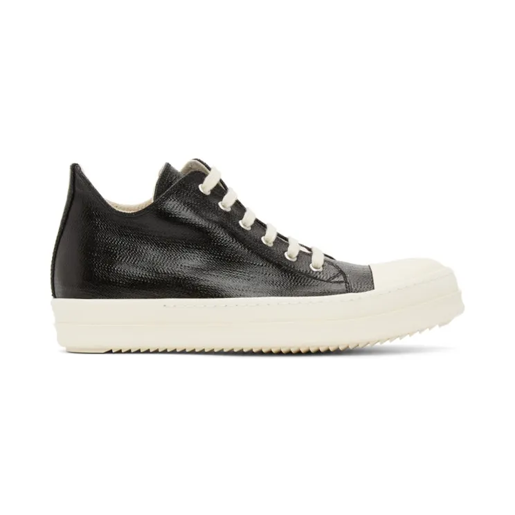 Rick Owens Drkshdw Black Lacquered Low Sneakers (DU21S2802 HDLQP)