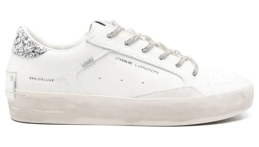 Crime London Sk8 Deluxe Sneakers mit Glitter-Detail – Weiß (29111PP8)