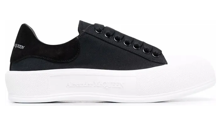 Alexander McQueen Deck Skate Plimsoll Lace-Up Black White (654594 W4MV7 1070)
