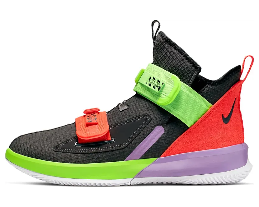 LeBron Soldier 13 Thunder Grey/Bright Crimson-Electric Green (AR4225-002)