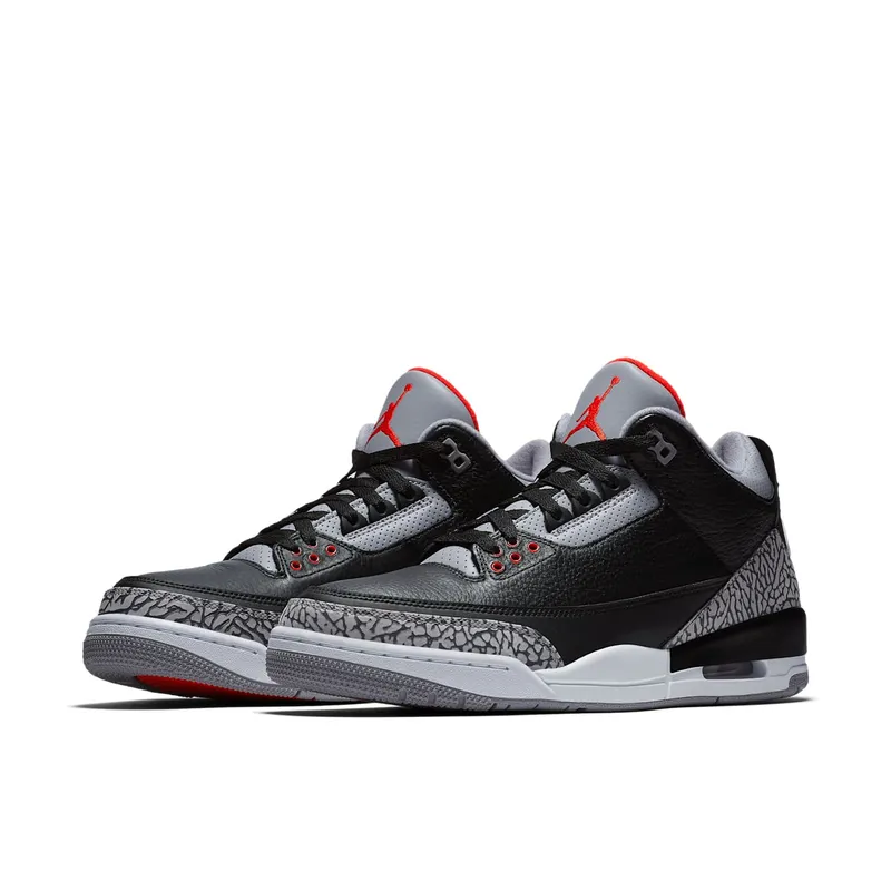 Jordan 3 Retro Black Cement (2018) Black/Fire Red-Cement Grey-White (854262-001)